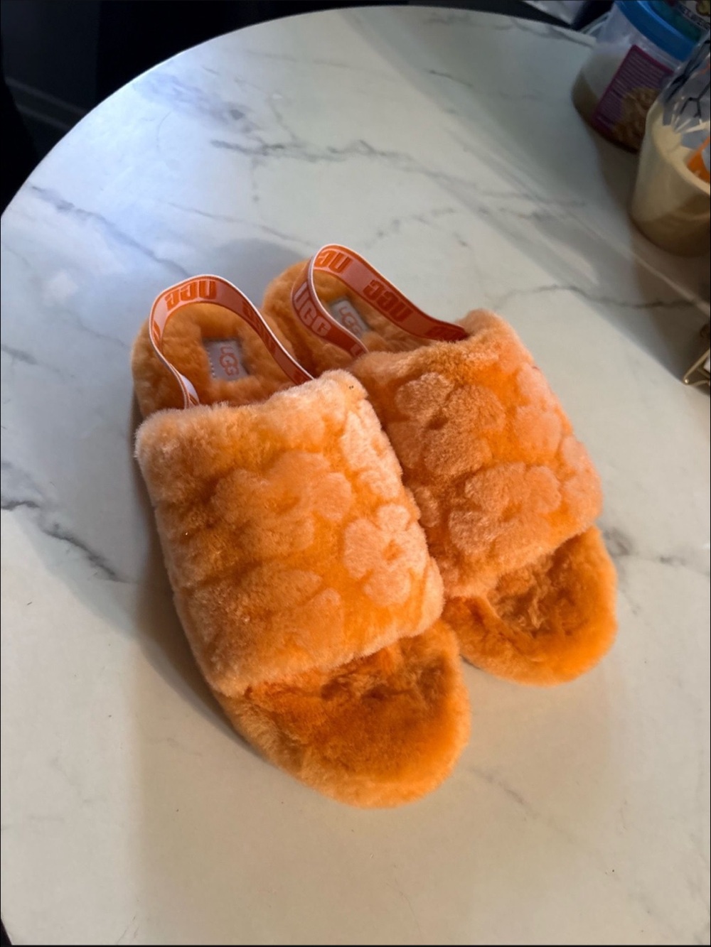 Ugg plush fuzzy slides - Orange